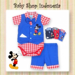 large Jumpsuit Baju Bayi Mickey biru